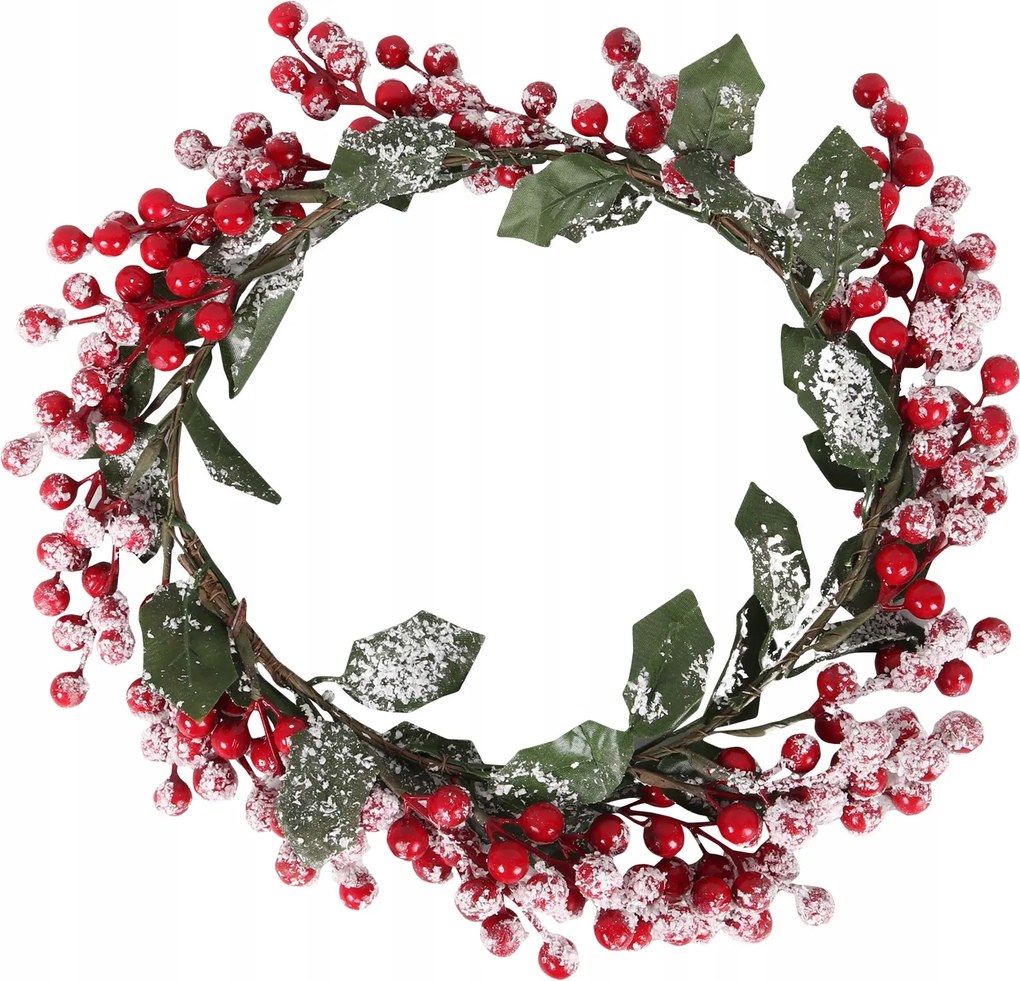 Karácsonyi koszorú berkenye hóval