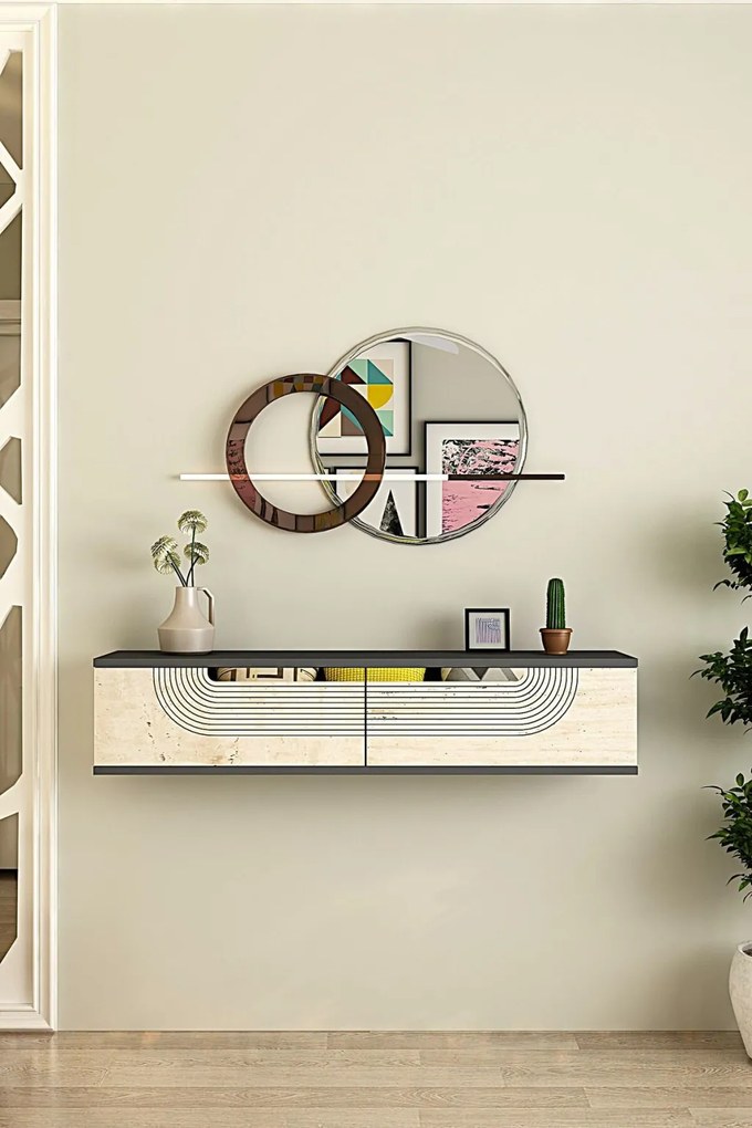 Meyra komód, antracit-travertin, 120 cm – TR555CHM1603