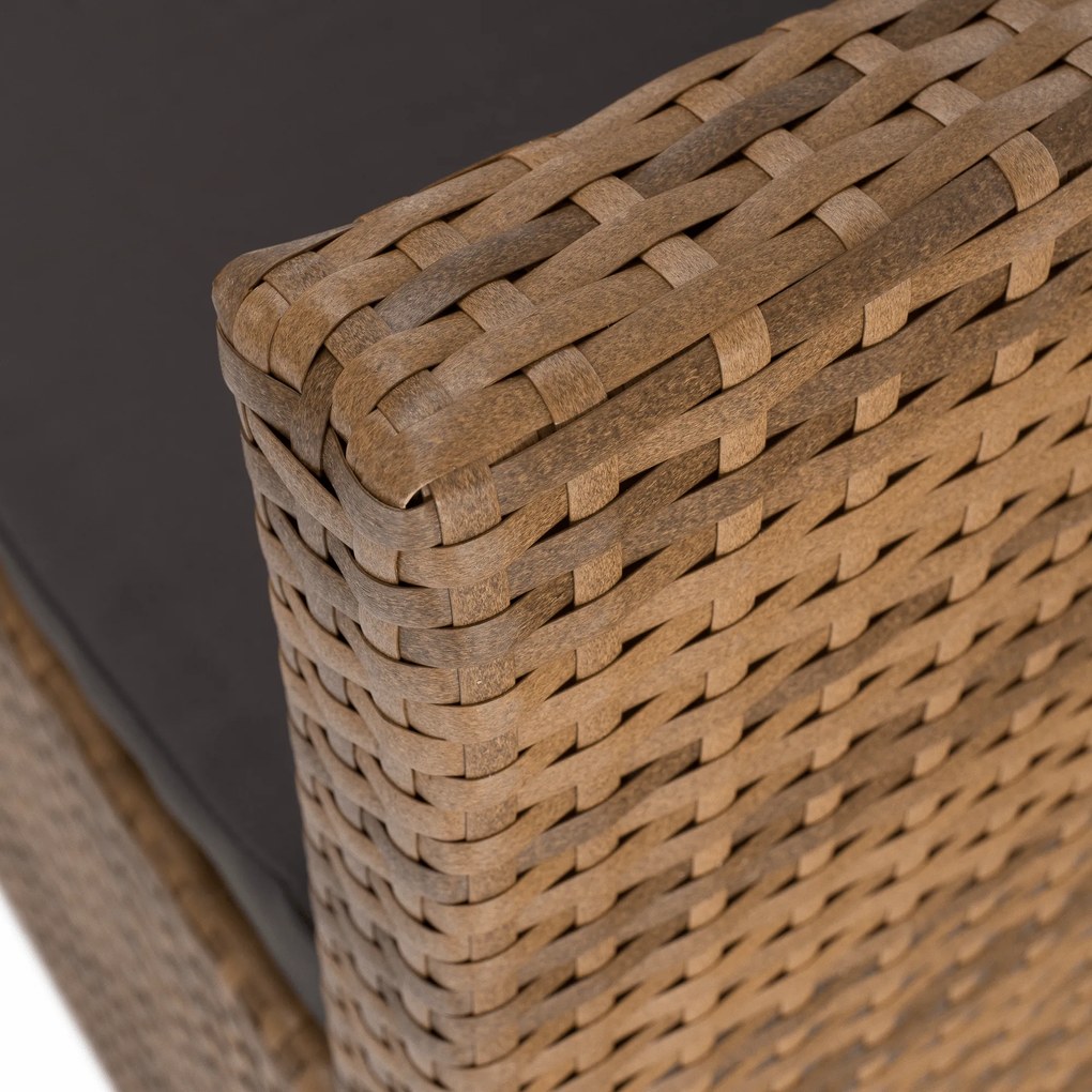 Kerti rattan szett, szürkésbarna/világosbarna, SAGIR