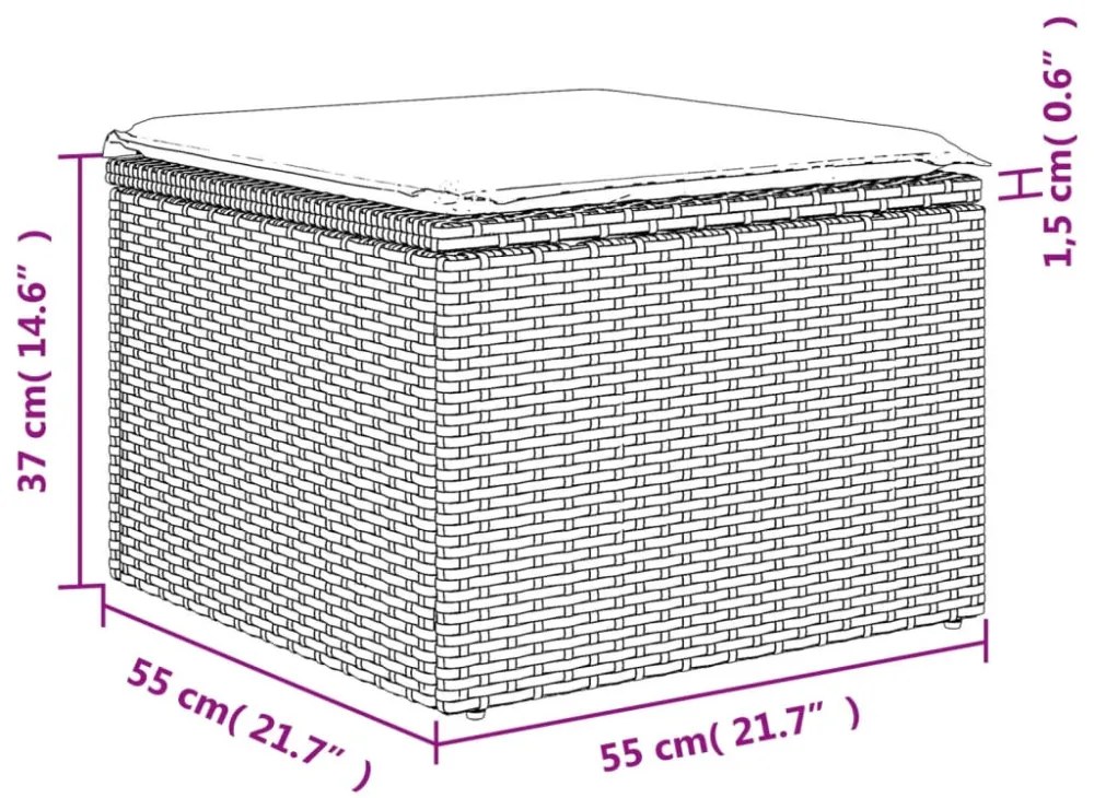 szürke polyrattan kerti szék párnával 55 x 55 x 37 cm