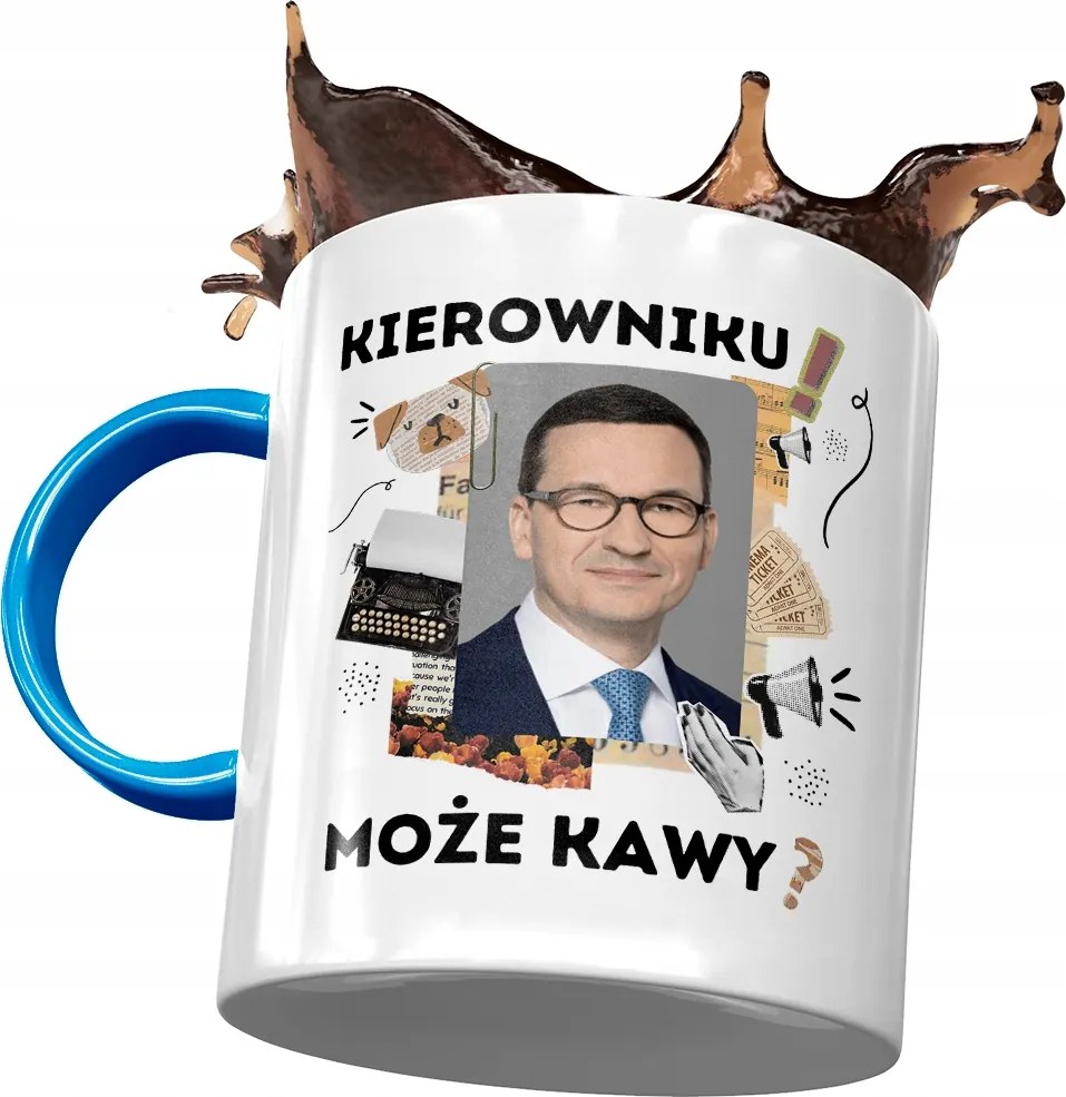 Kék bögre Mateusz Morawiecki Premier Ajándék Nyomtatott Fotóval