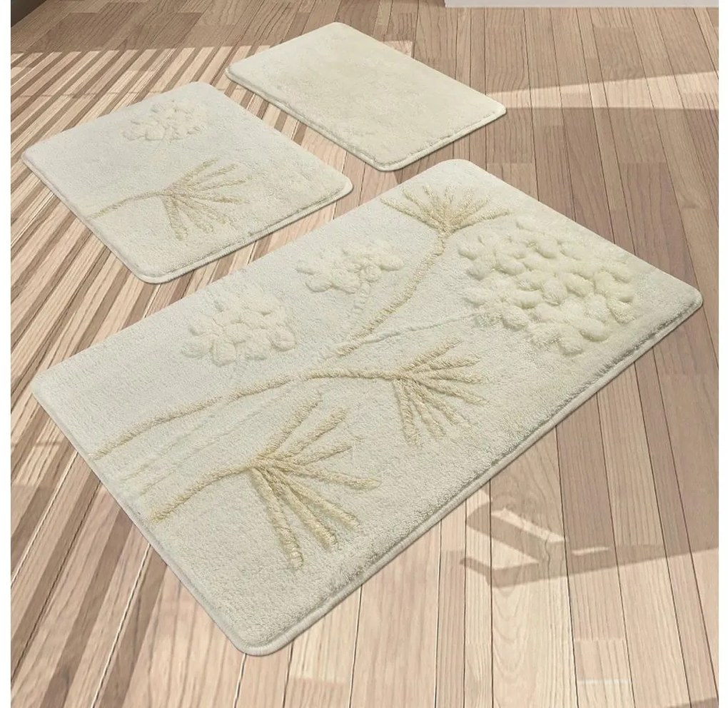 Asir 3 db ORKIDE fürdőszobai szőnyeg szett 60x60x100 cm bézs AS2061