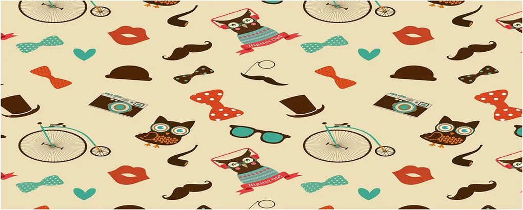 Lacobel konyhaszekrény Hipszter baglyok XXL