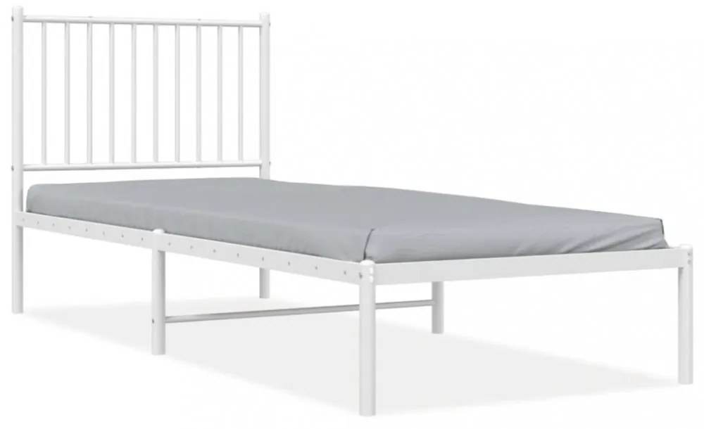 fehér fém ágykeret fejtámlával 80x200 cm