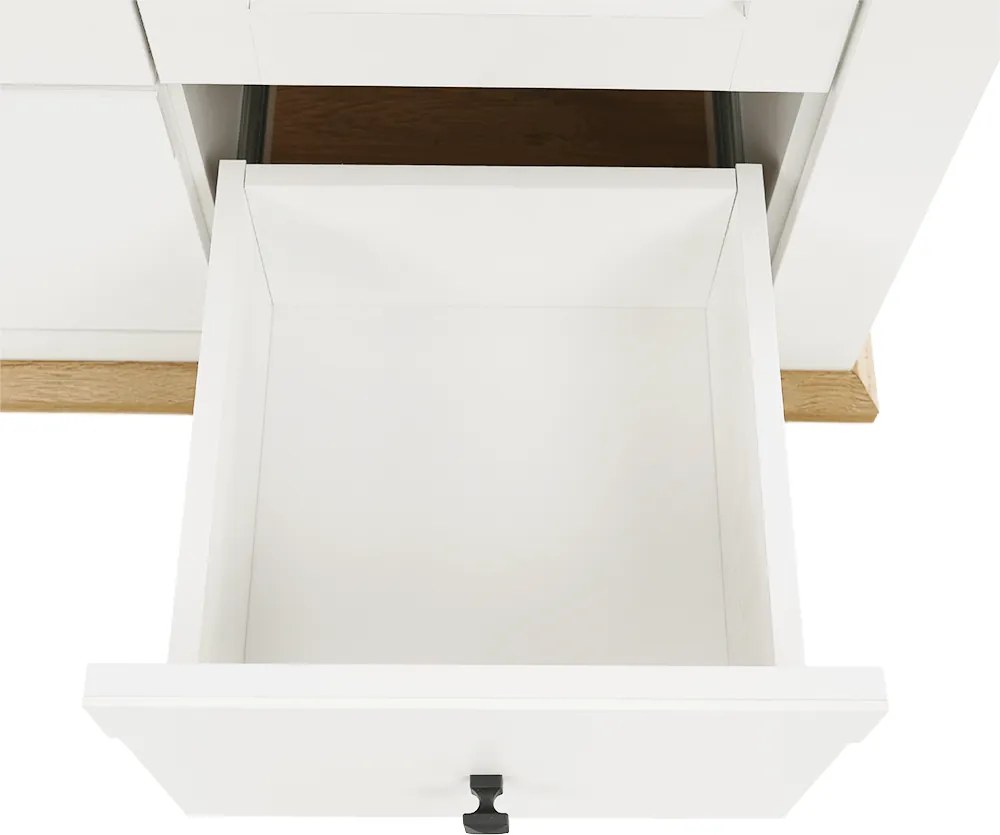 Vitrin MZ6, fehér/grand tölgy, LEON