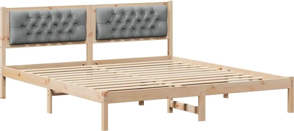 vidaXL Ágykeret fejtámlával Világosszürke 160 x 200 cm Tömör fenyőfa