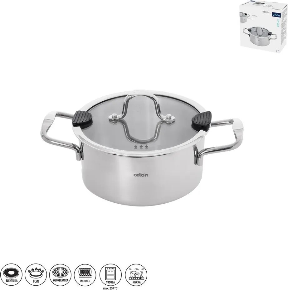 Rozsdamentes acél lábas fedővel 3 l Venice – Orion