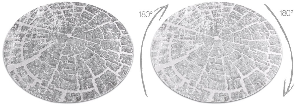 Modern MEFE szőnyeg Kör 6185 Fa Faipari - Structural két szintű gyapjú szürke