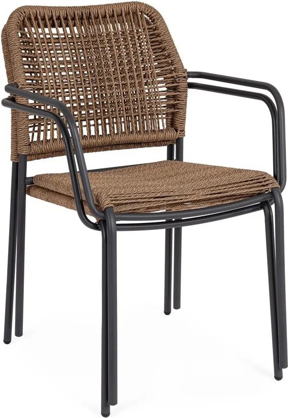 Sötétszürke-natúr színű fém kerti szék Jable – Bizzotto