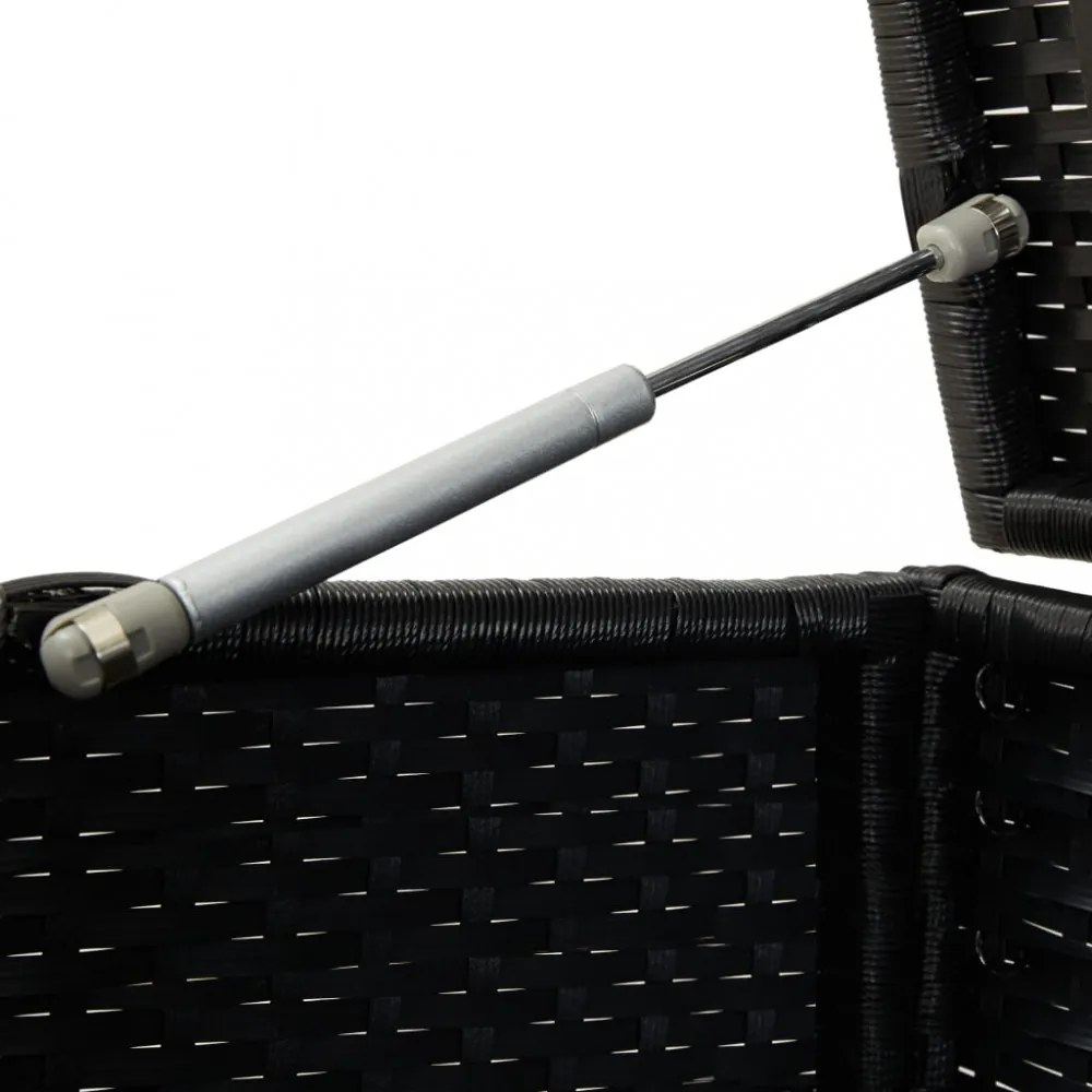 fekete polyrattan kerti tárolóláda 100 x 50 x 50 cm