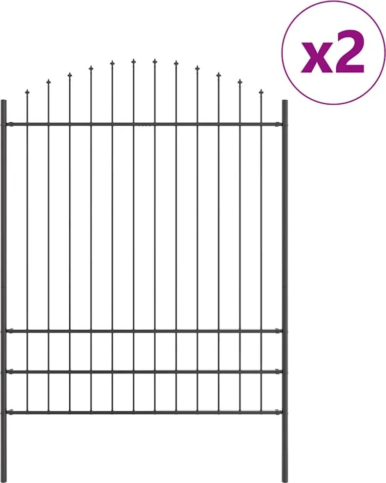 vidaXL Kerti Kerítés 2 pcs Szürke 170 x 225 cm Porszórt acél