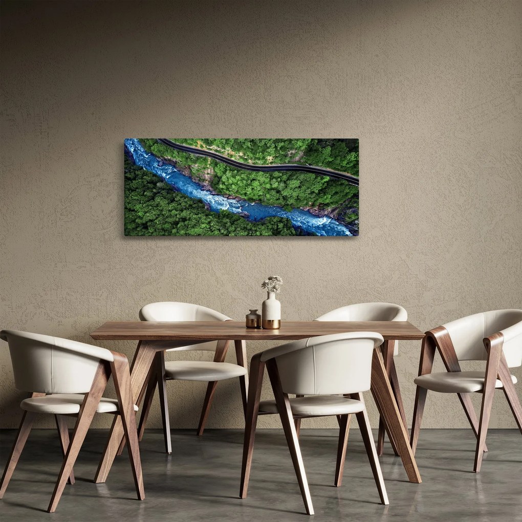 Kép - folyó a hegyek között, Kaukázus, Oroszország (120x50 cm)