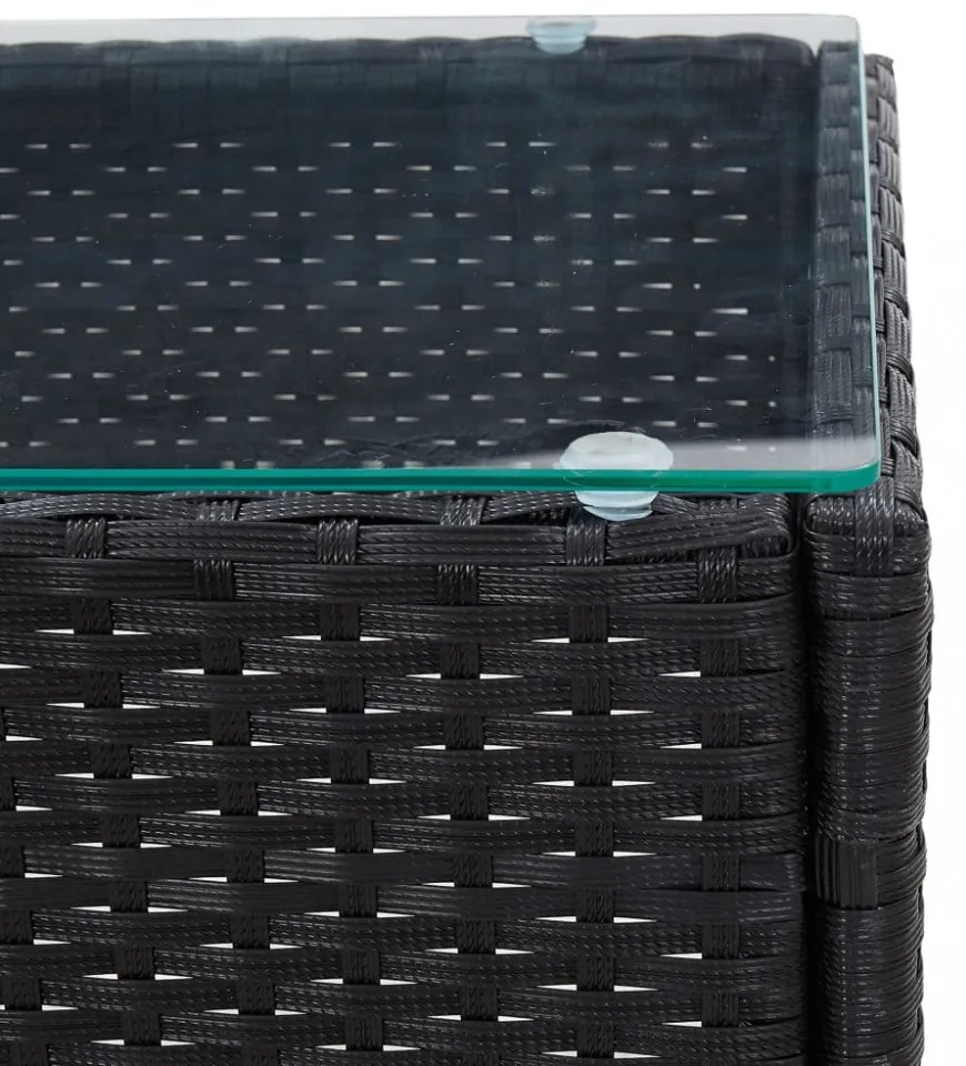fekete polyrattan dohányzóasztal 60 x 40 x 36 cm