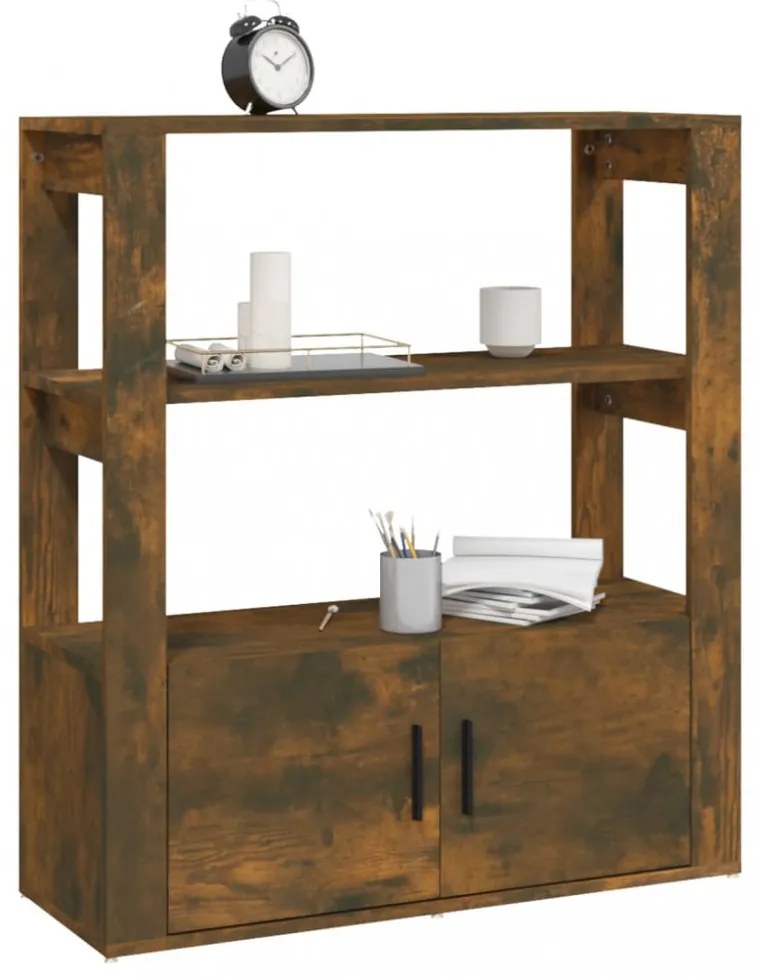 füstös tölgy színű szerelt fa tálalószekrény 80x30x90 cm