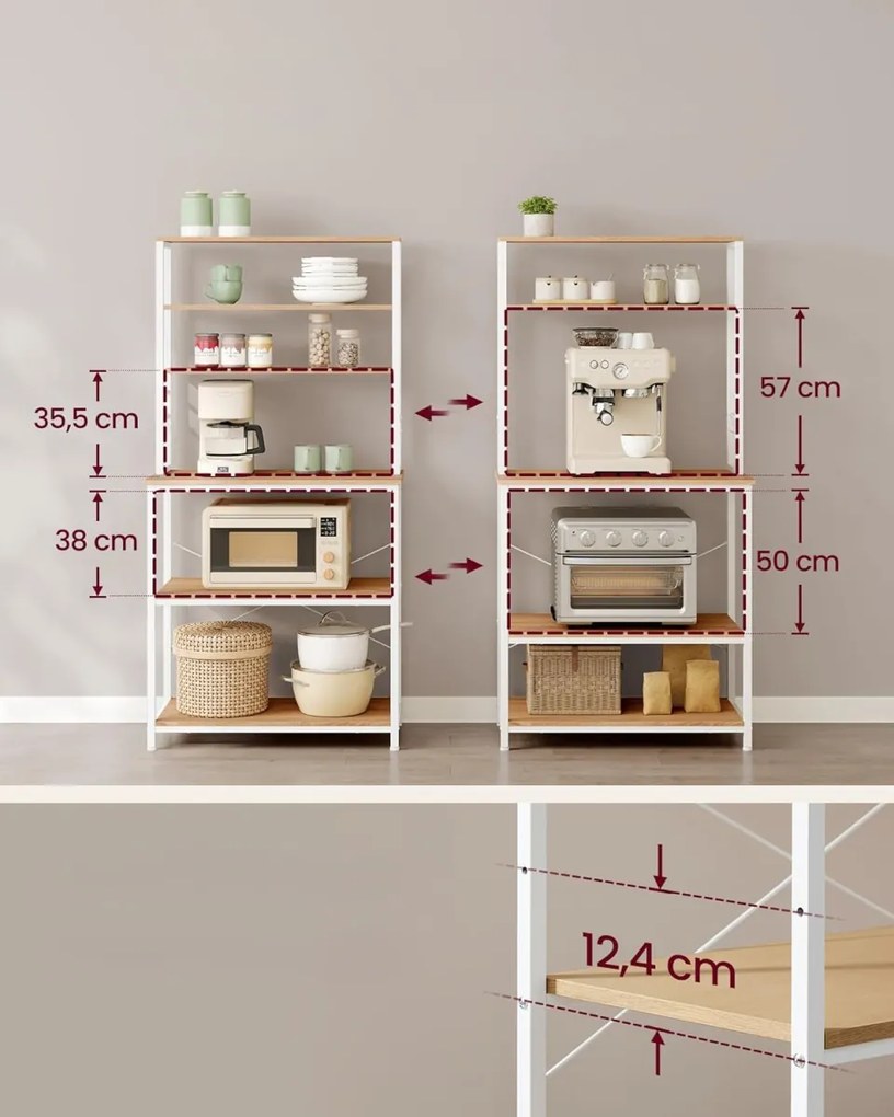 Konyhai polc LORANO 167x80 cm, fehér / tölgy dekoráció