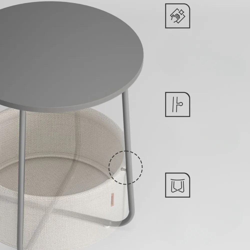 COLETTE kerek tárolóasztal, 45x50cm, szürke/fehér Vasagle