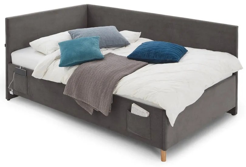 Antracitszürke ágyneműtartós sarok gyerekágy 90x200 cm Cool – Meise Möbel