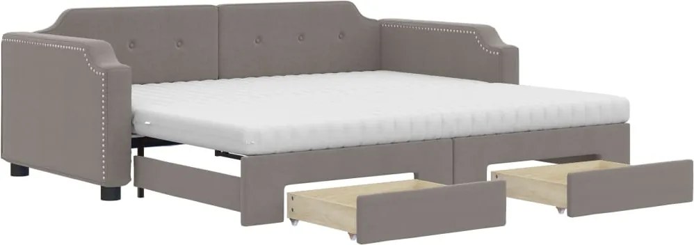 vidaXL tópszínű kihúzható bársonyheverő fiókokkal 80 x 200 cm