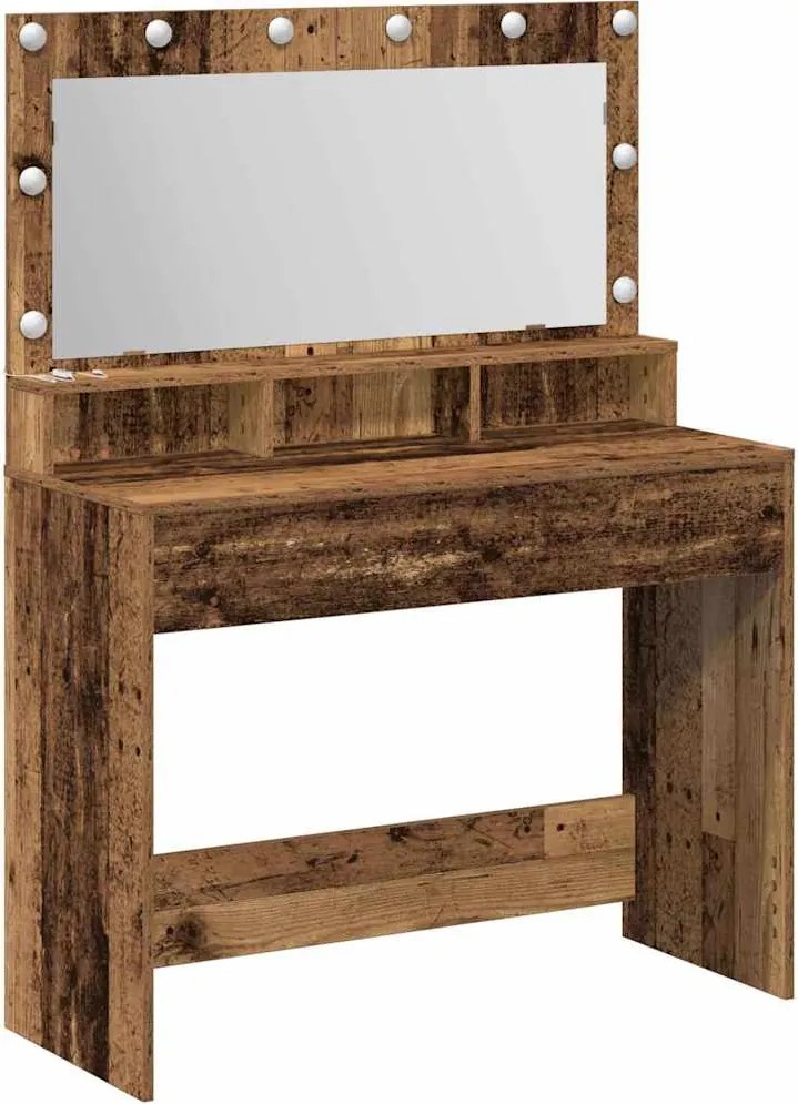 vidaXL Öltözködőasztal polcokkal Öreg fa 100 x 41 x 135 cm Faanyag