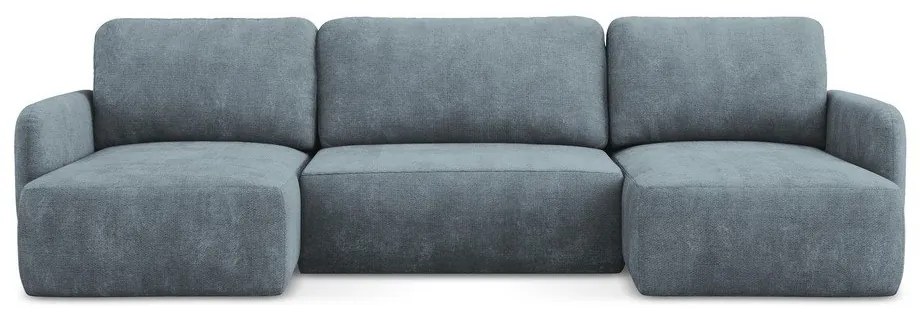 Szürkéskék zsenília kinyitható-tárolóhelyes sarokkanapé (U alakú) Lilo – Makamii