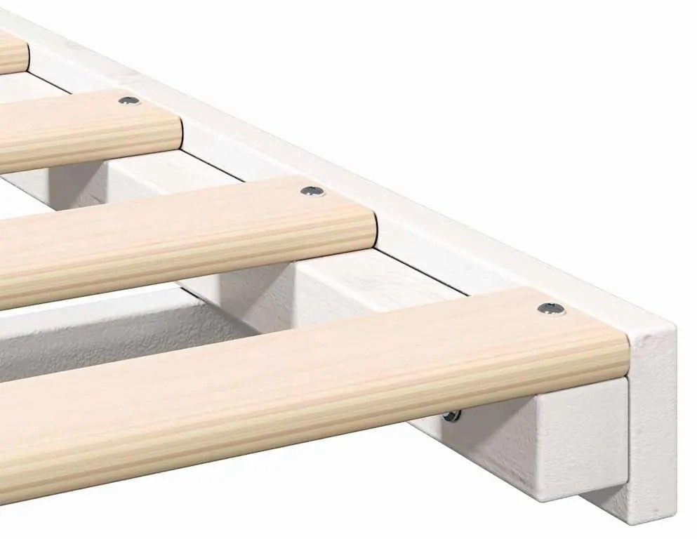 vidaXL Földi ágykeret Fehér 180 x 220 cm Tömör fenyőfa