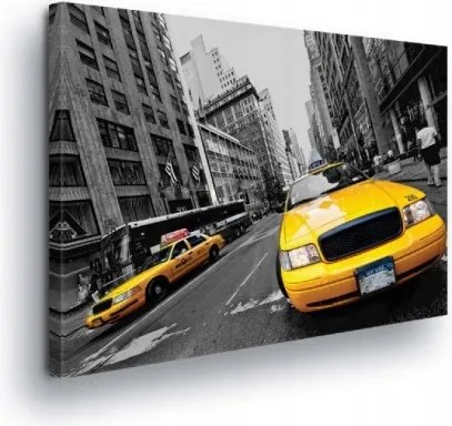 Vászonkép 100x75 New York taxi Manhattan város sárga fekete-fehér utca