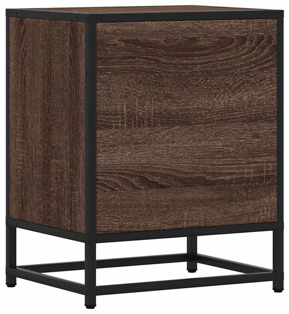 éjjeliszekrények 2 db barna tölgy 40x31x50 cm műfából és fémből