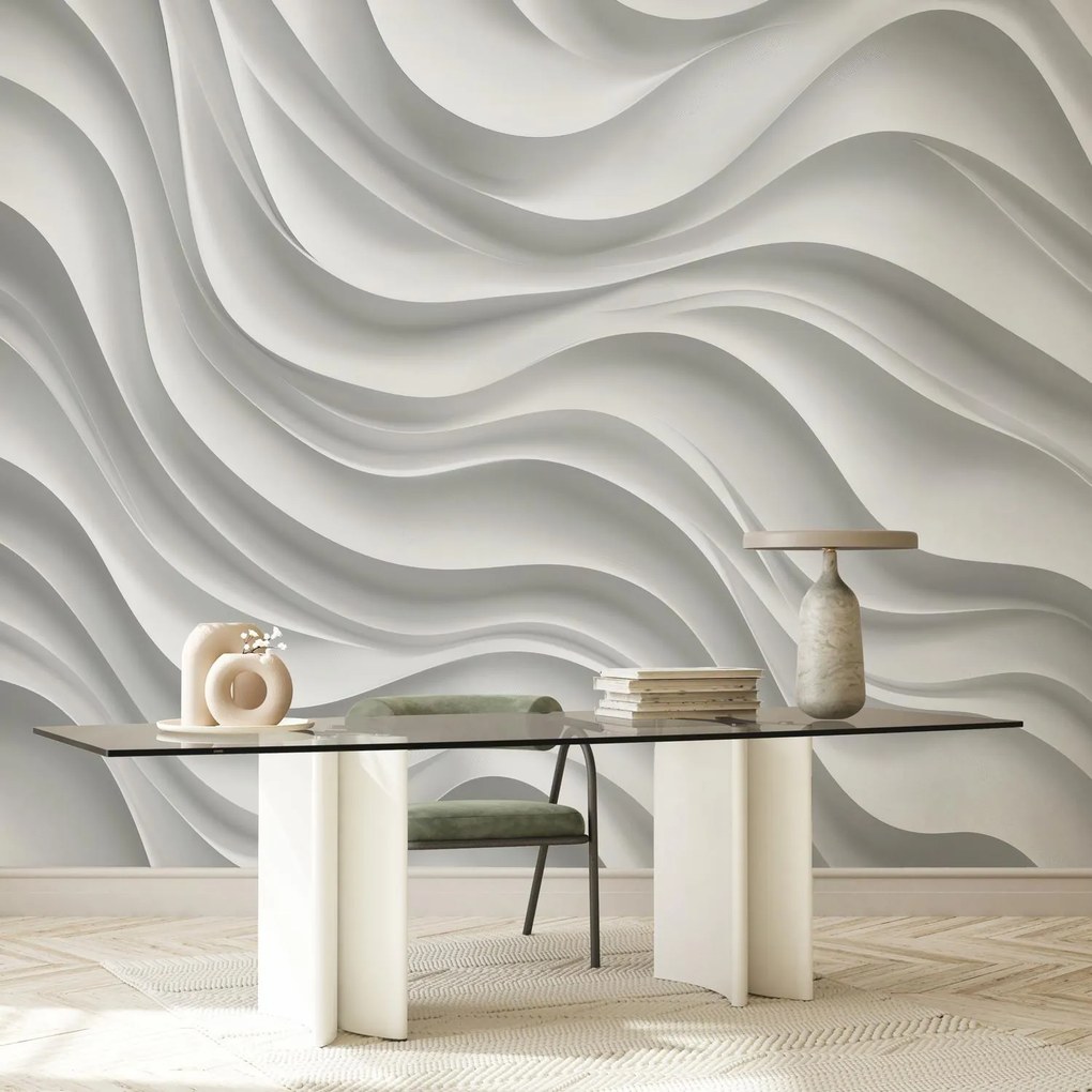 Fotótapéta - 3D fehér hullámok (147x102 cm)