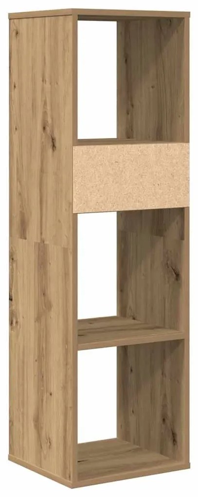 kézműves tölgy színű szerelt fa könyvszekrény 34x31x112 cm
