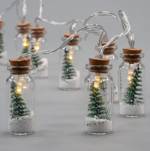 Lámpák készlete "Mini üveg" 8 LED meleg fehér elemes időzítő