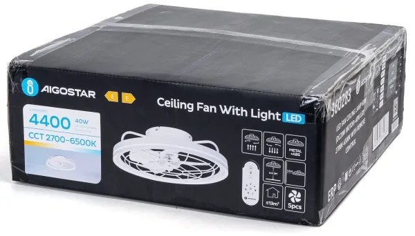 Aigostar - LED Dimmelhető mennyezeti ventilátor LED/40W/230V 2700-6500K + távirányító fehér