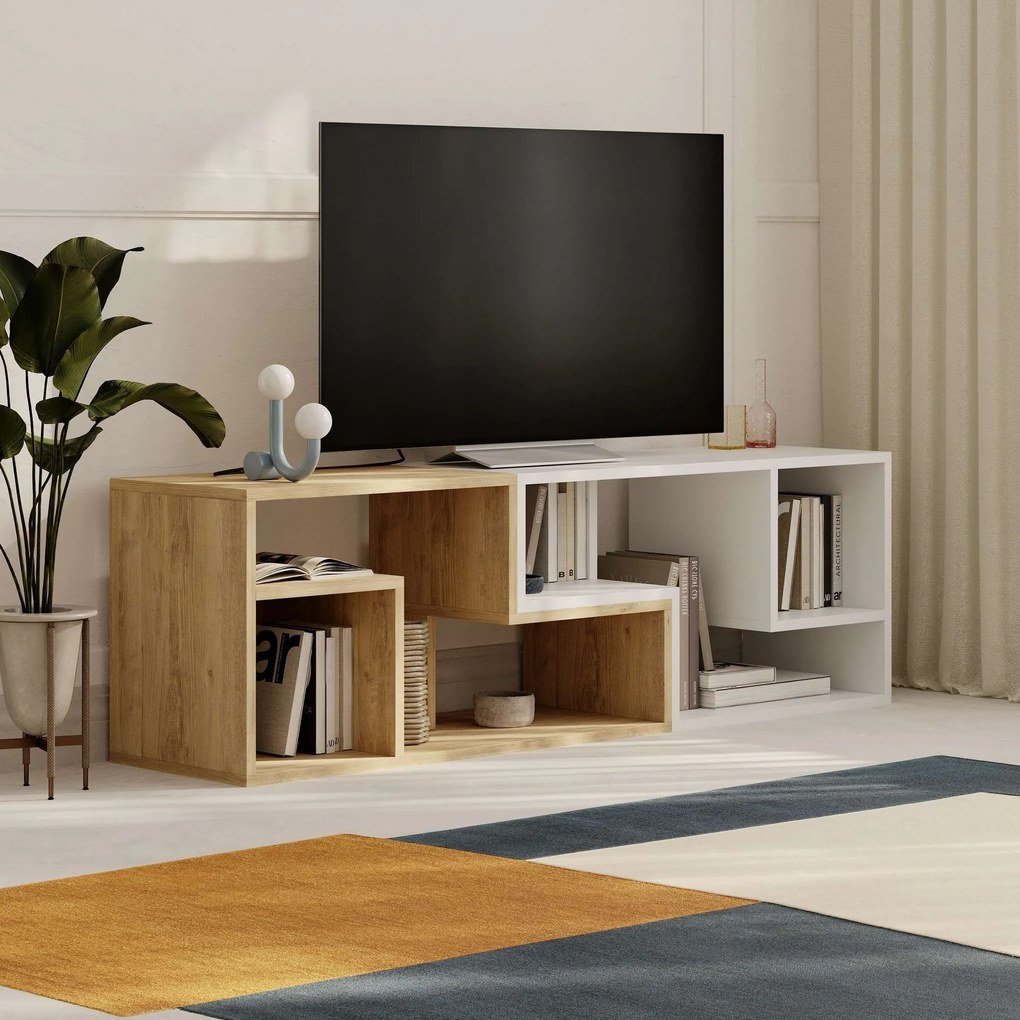 TV szekrény Glis - Sapphire Oak, White