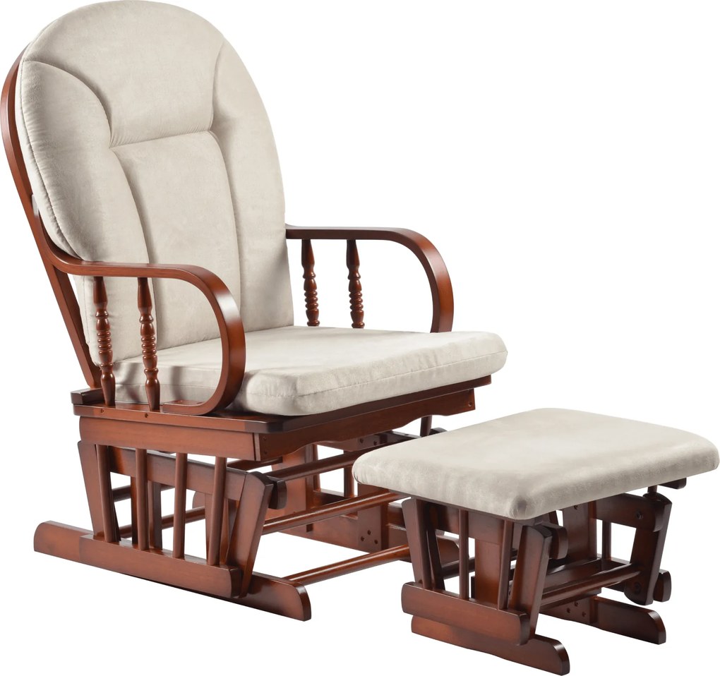 Hintaszék lábtartóval, dió/bézs, TALMAN