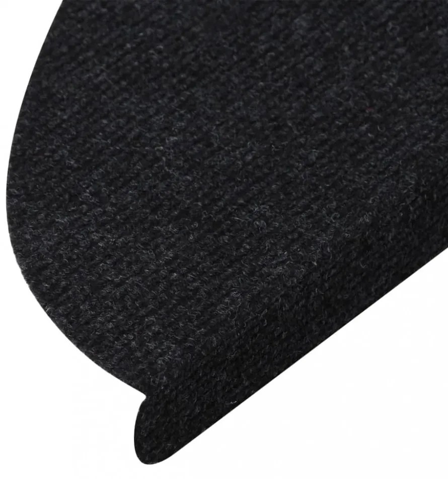 15 db fekete öntapadó lépcsőszőnyeg 65x22,5x3,5 cm
