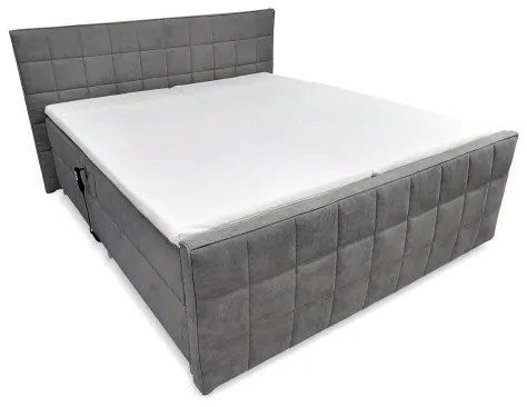 Elektromosan állítható kárpitozott HELEN ágy matracokkal és topperrel, 180×200 cm, szürke