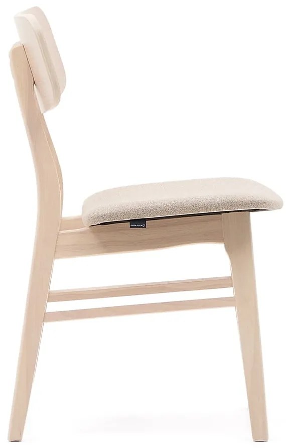 Bézs-natúr színű étkezőszék szett tölgyfa dekorral, 2 db-os Selia – Kave Home