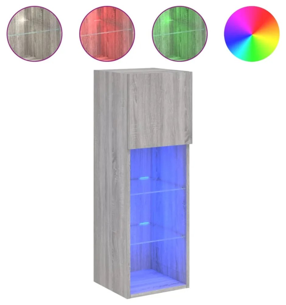 szürke sonoma színű TV-szekrény LED-világítással 30,5x30x90 cm