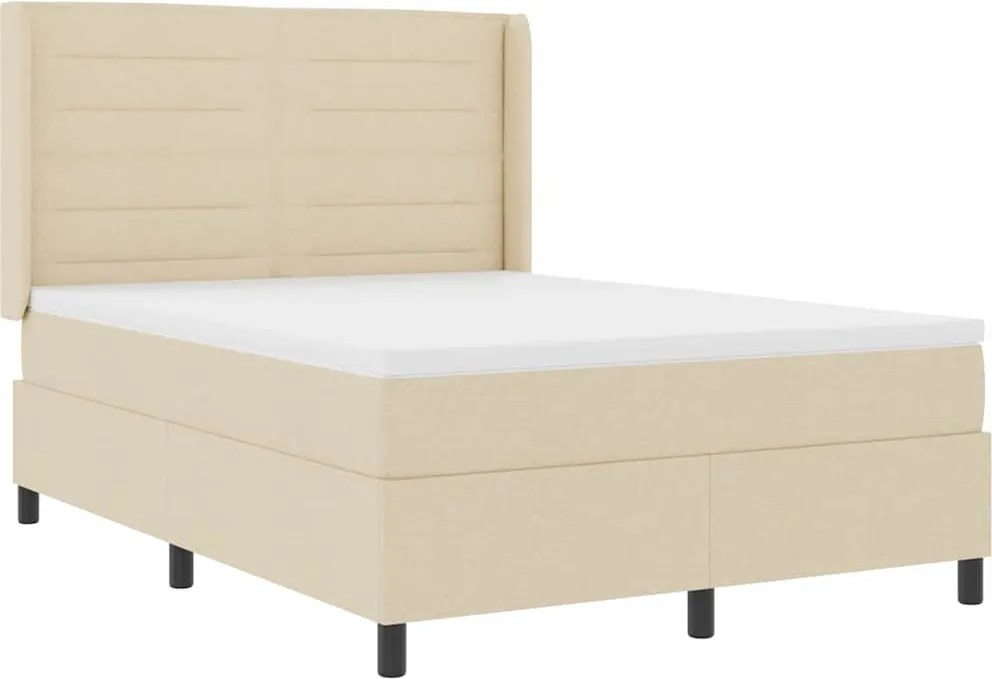 vidaXL LED Box Spring Ágy matracmal Krém 140 x 200 cm szövet