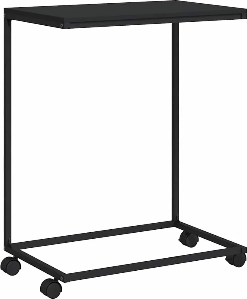vidaXL fekete szerelt fa kisasztal kerekekkel 55x35x70 cm