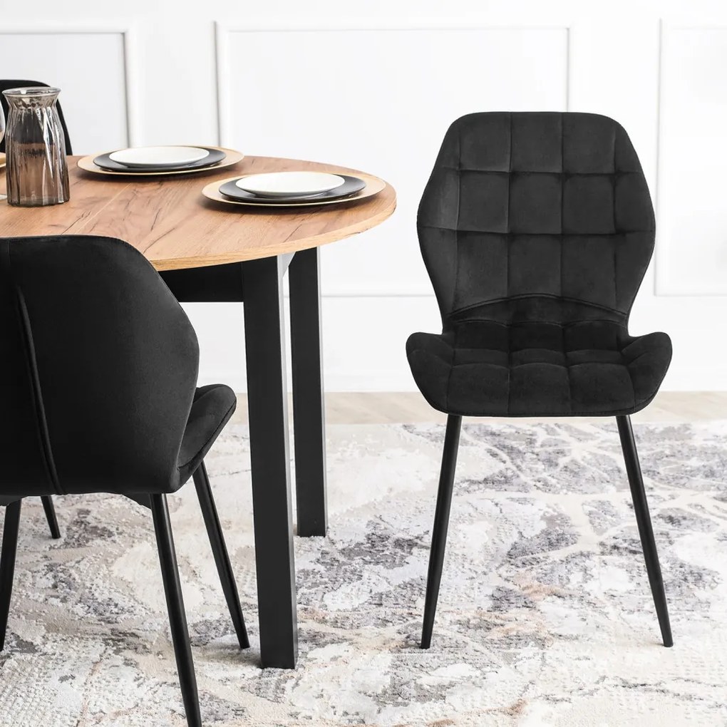 Krzesło LUCKY Czarne Welurowe