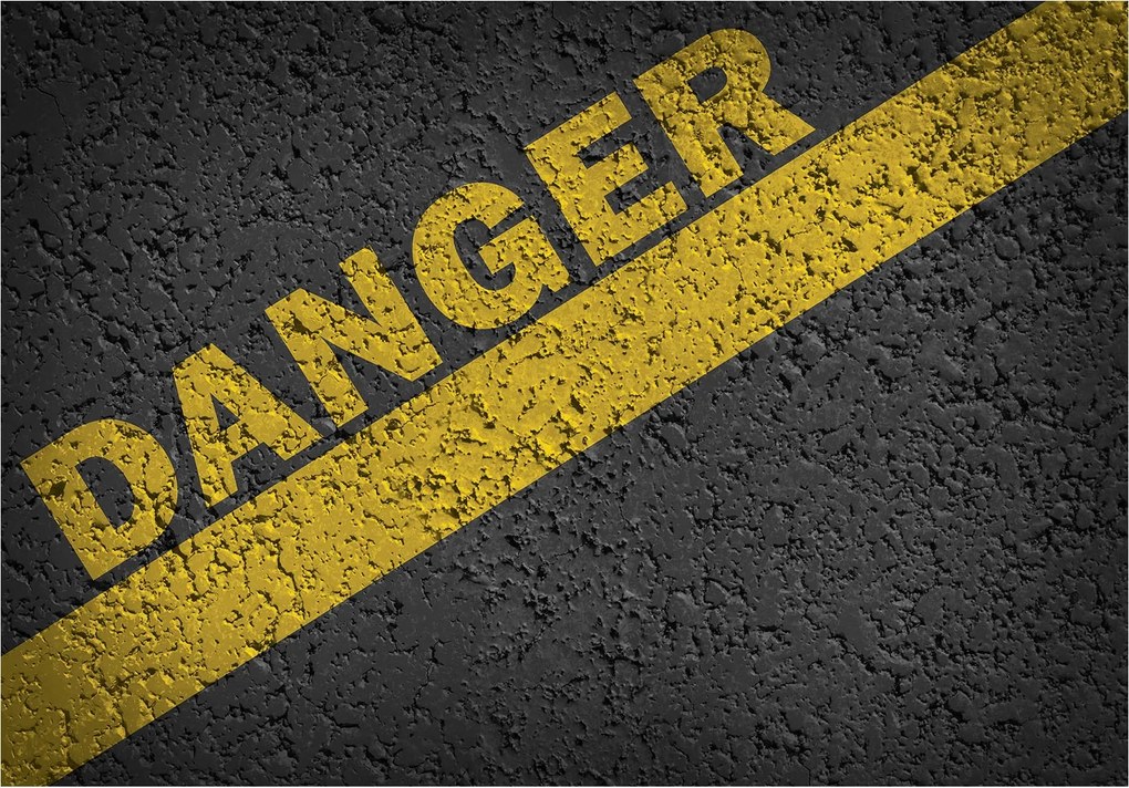Flizelin fotótapéta Danger aszfalt figyelmeztető tábla 250x175 +ragasztó
