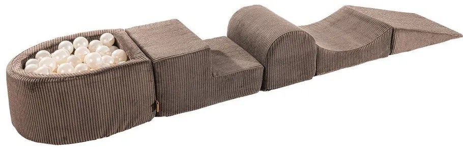 Barna kordbársony habszivacs játszótér 5 db-os magasság 30 cm 250x45 cm Montessori – Meowbaby