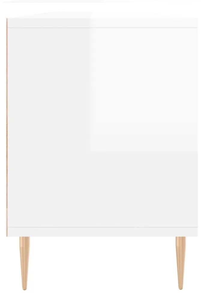 magasfényű fehér szerelt fa TV-szekrény 150 x 30 x 44,5 cm