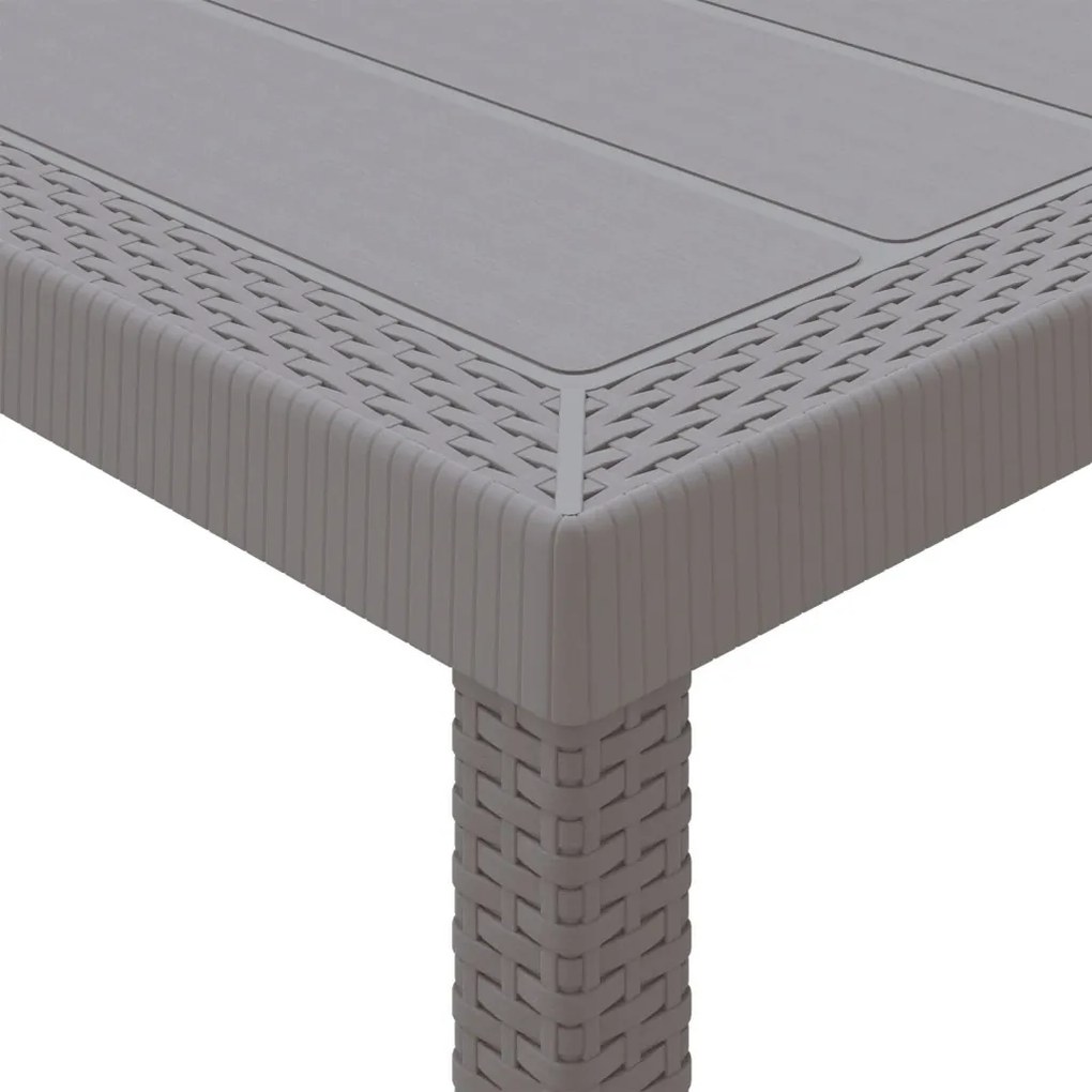 5 Részes Kerti Étkezőszett Párnákkal Világosszürke Poly Rattan