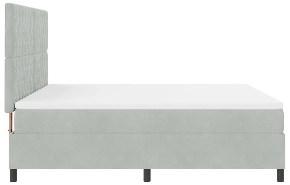 Boxspring ágy matraccal & LED világítással, világosszürke, 180x200 cm, bársonyos