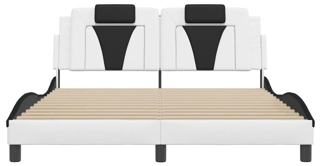fehér és fekete műbőr ágykeret Viana matrac nélkül 160 x 200 cm