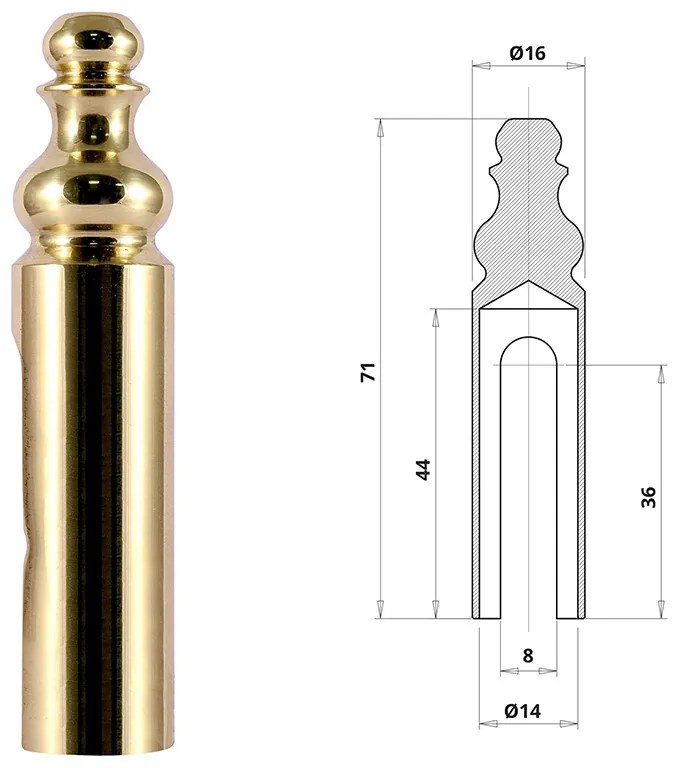 Otlav pánttakaró 3D 14 Réz díszes lakkozott