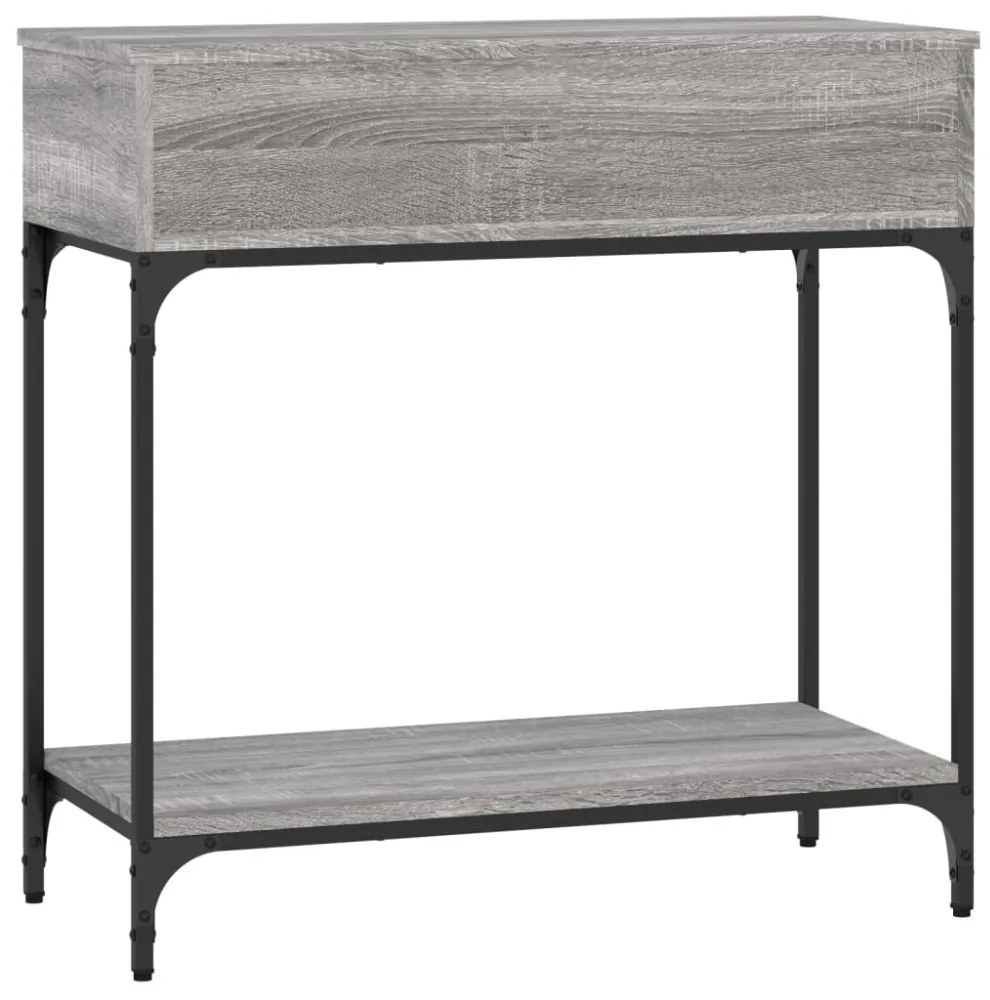 szürke sonoma színű szerelt fa konzolasztal 75 x 34,5 x 75 cm