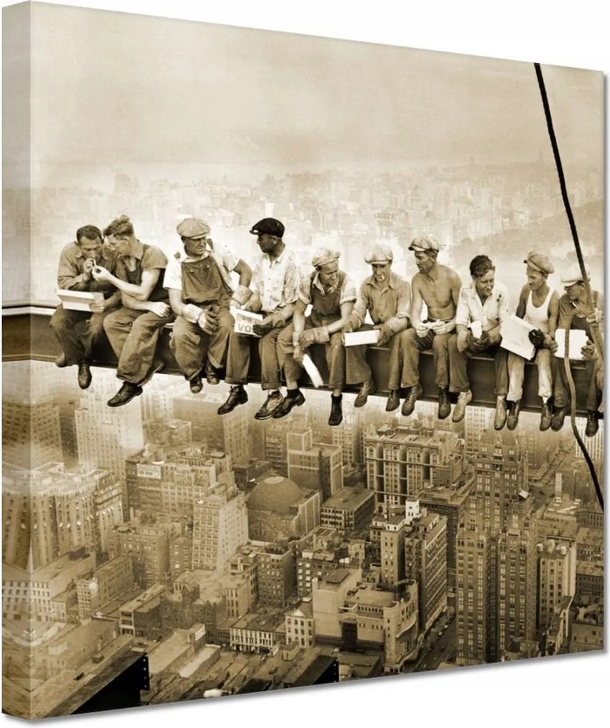 Vászonkép 20x20 Munkások a gerendán