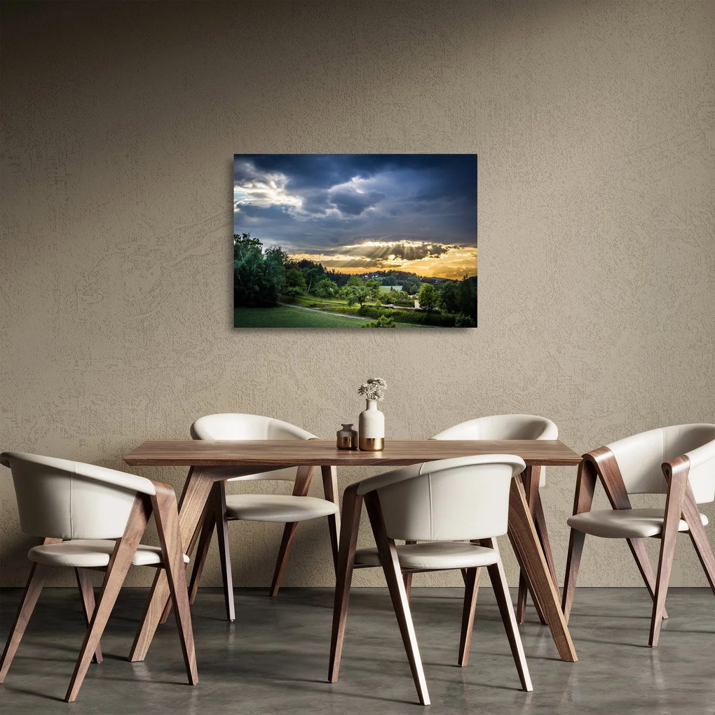 Tájkép sugarakkal (üvegen) (70x50 cm)